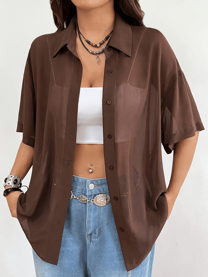Vintage Sheer Casual Shirt for Women, Lightweight Spring Style