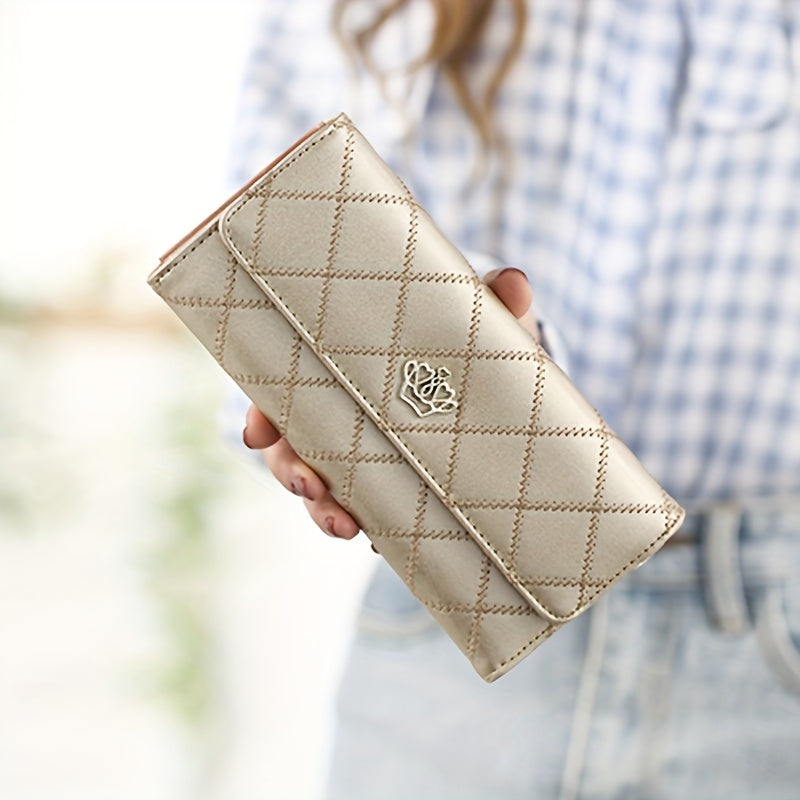 New fashion diamond metal crown Women's wallet tri-fold wallet long large-capacity mini wallet zipper Synthetic Leather wallet