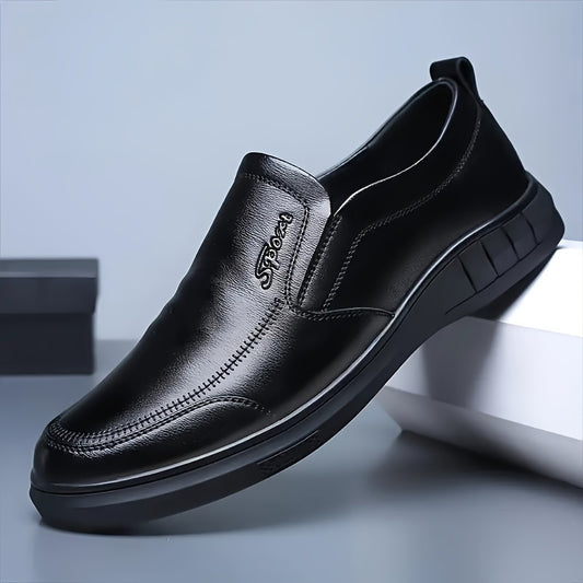 1 Pair of Men's Classic Black Loafers - Comfortable, Non-Slip Casual Shoes with Durable Rubber Sole for Casual Attire, Business, and Outdoor Activities