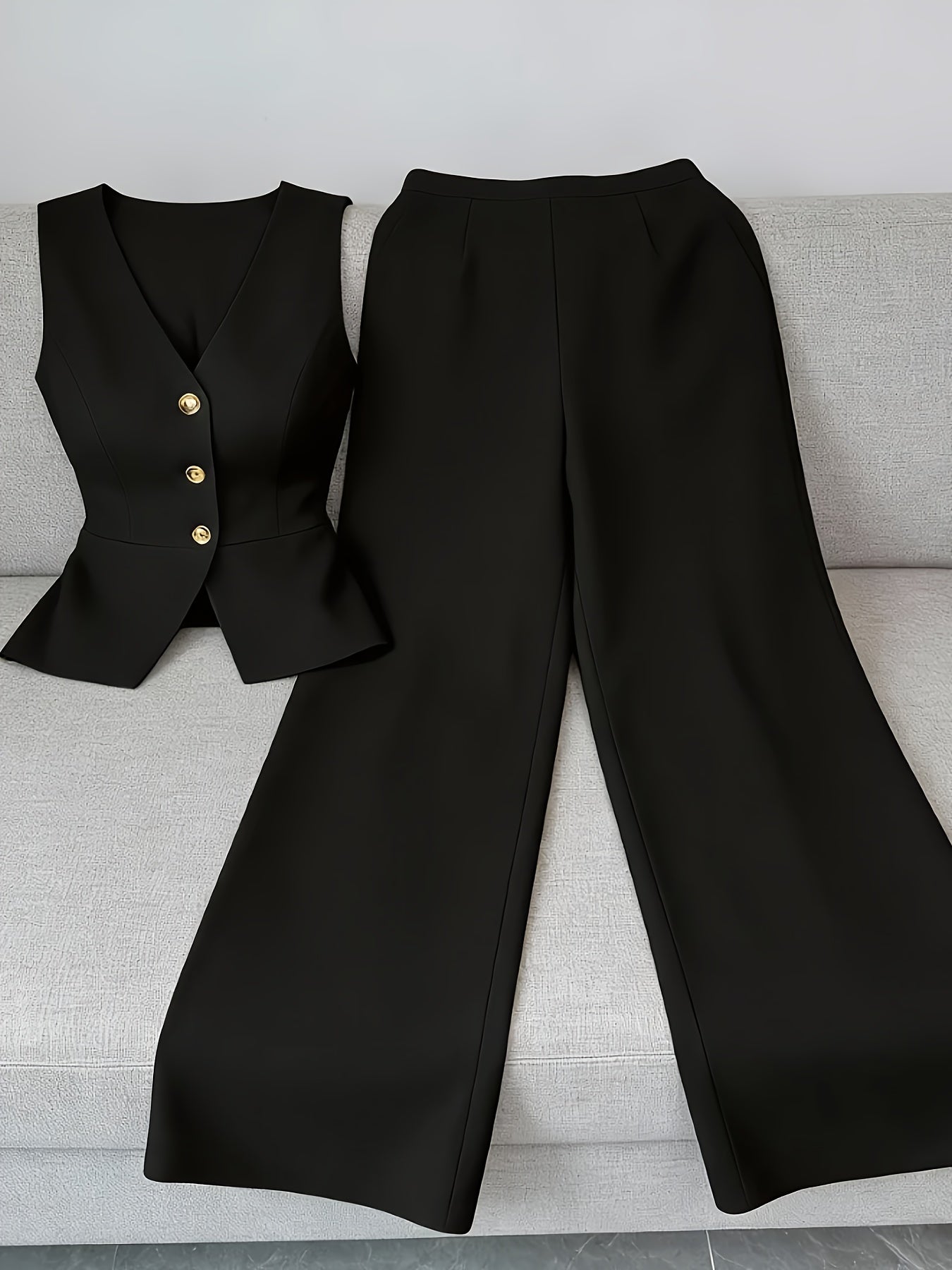 Elegant Sleeveless Top and Pants Set for Women, Business Commuter Style, Spring/summer Women's Teacher Uniform - ayq
