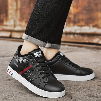 Men'S Fleece-Lined Lace-Up Sneakers with a Striped Design, Offering Excellent Traction And a Soft, Comfortable Fit B701-1.
