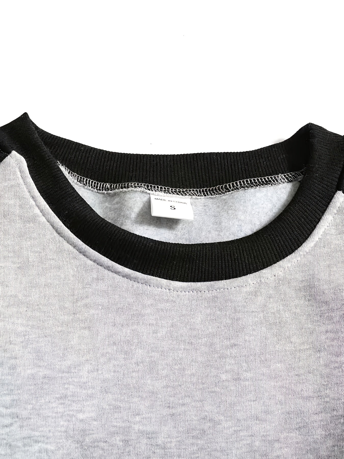 Men's Casual Crew Neck Black Print Sweatshirt for Spring/Fall