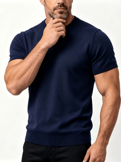 Men's Summer Casual Knit T-Shirt, Soft Breathable Crew Neck