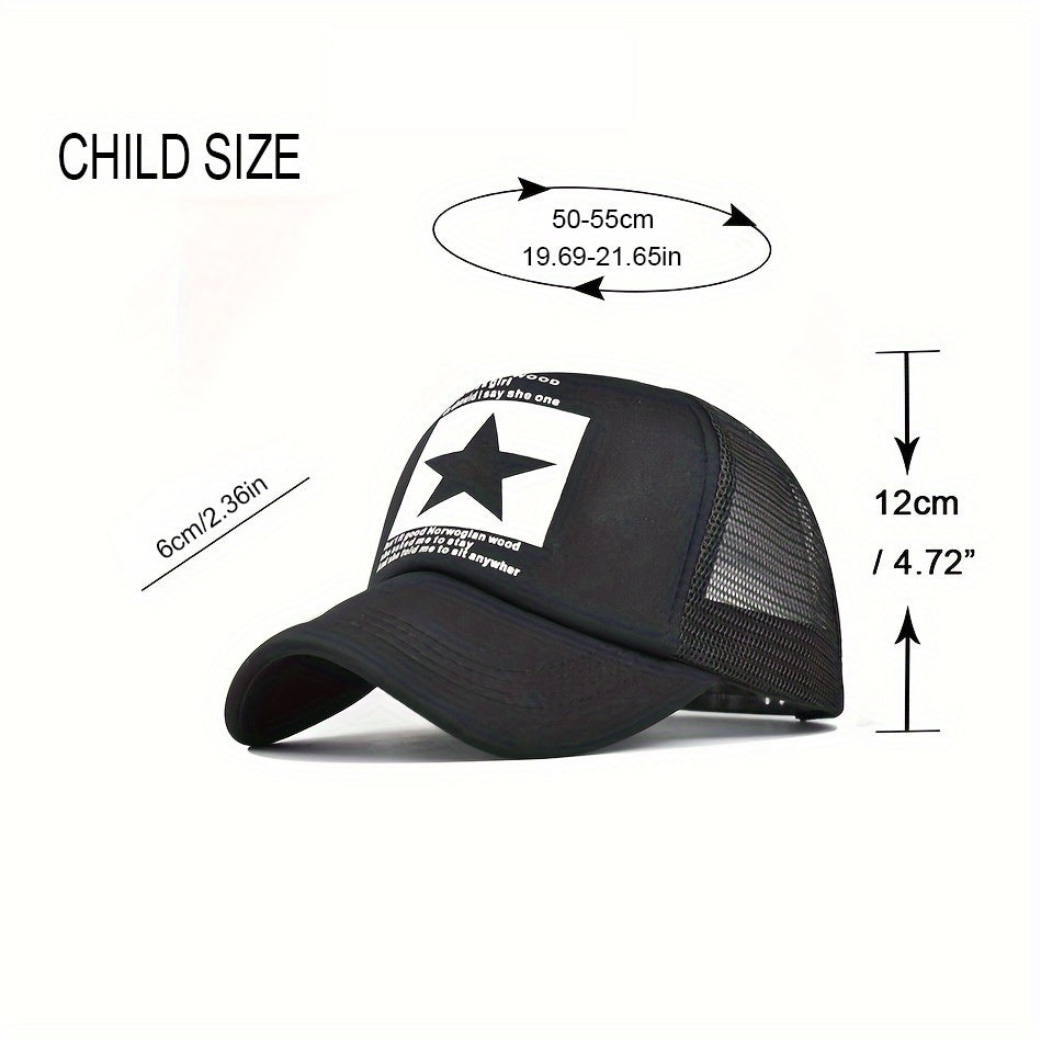 Kids' Breathable Star Print Baseball Cap with Adjustable Snap
