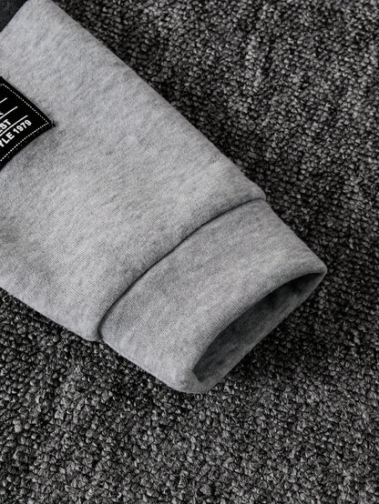 DONABEBE Boys' 2pcs Winter Jacket & Pants Set - Full-Zip Hooded Coat with Striped Sleeves & Matching Pants, Thick Outfit for &, Soft Warm Casual Playwear (Grey/Black) - Hand Washable 2pcs Clothing, Perfect for Outdoor