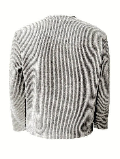 Men'S Casual Long Sleeve Crew Neck Knit Polyester Tops for Spring/Fall, Outdoor, Daily Wear, Weekend, Festival, Valentine'S Day, Independence Day, Birthday, Father'S Day, New Year's, Vacation