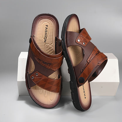 Men's Adjustable Strap Slip-On Sandals with Thick Sole