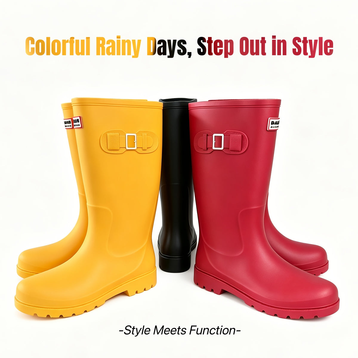 Unisex High-Top Rubber Rain Boots Lightweight Slip-Resistant