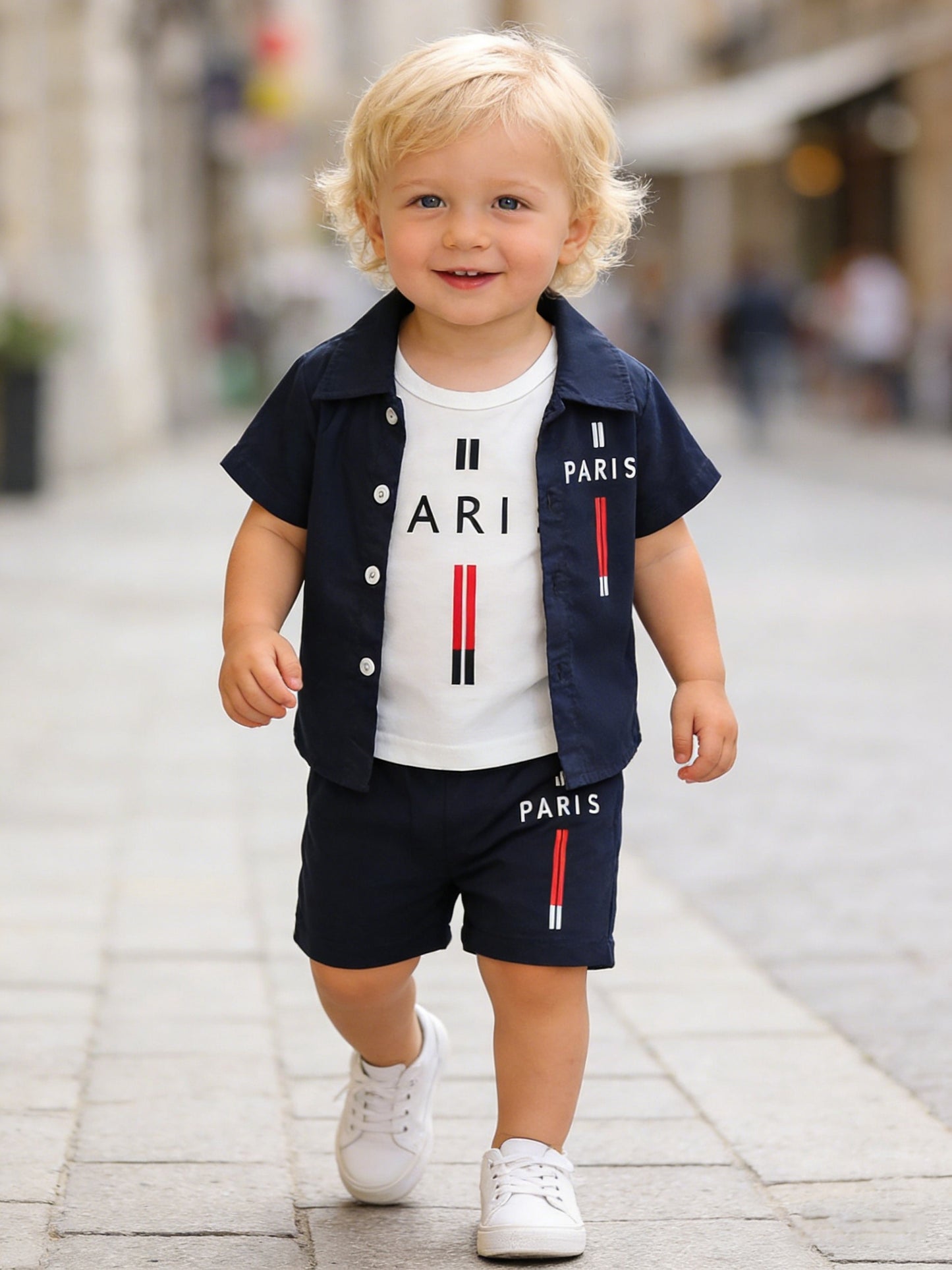Baby Boy's 3-Piece Spring Summer Set with Paris Print