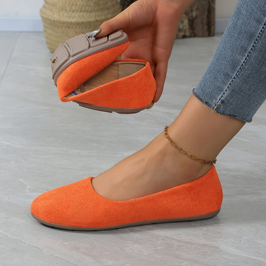 Women's Solid Color Minimalist Flats, Soft Sole Lightweight Slip On Walking Shoes, Shallow Mouth Daily Footwear