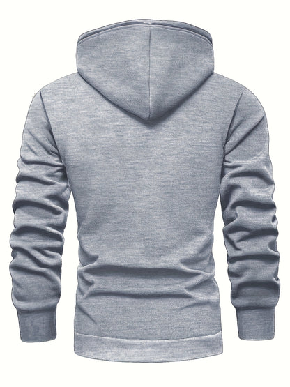 Men'S Heavyweight Hoodie - Thermal Pullover Sweatshirt with Hood, Non-Stretch Fabric, Front Zipper Closure - Winter Warmth for Everyday & Formal Outfits - Black/Gray, Winter Hoodie, Casual Wear, Cozy Clothing, Fleece Lined Ho