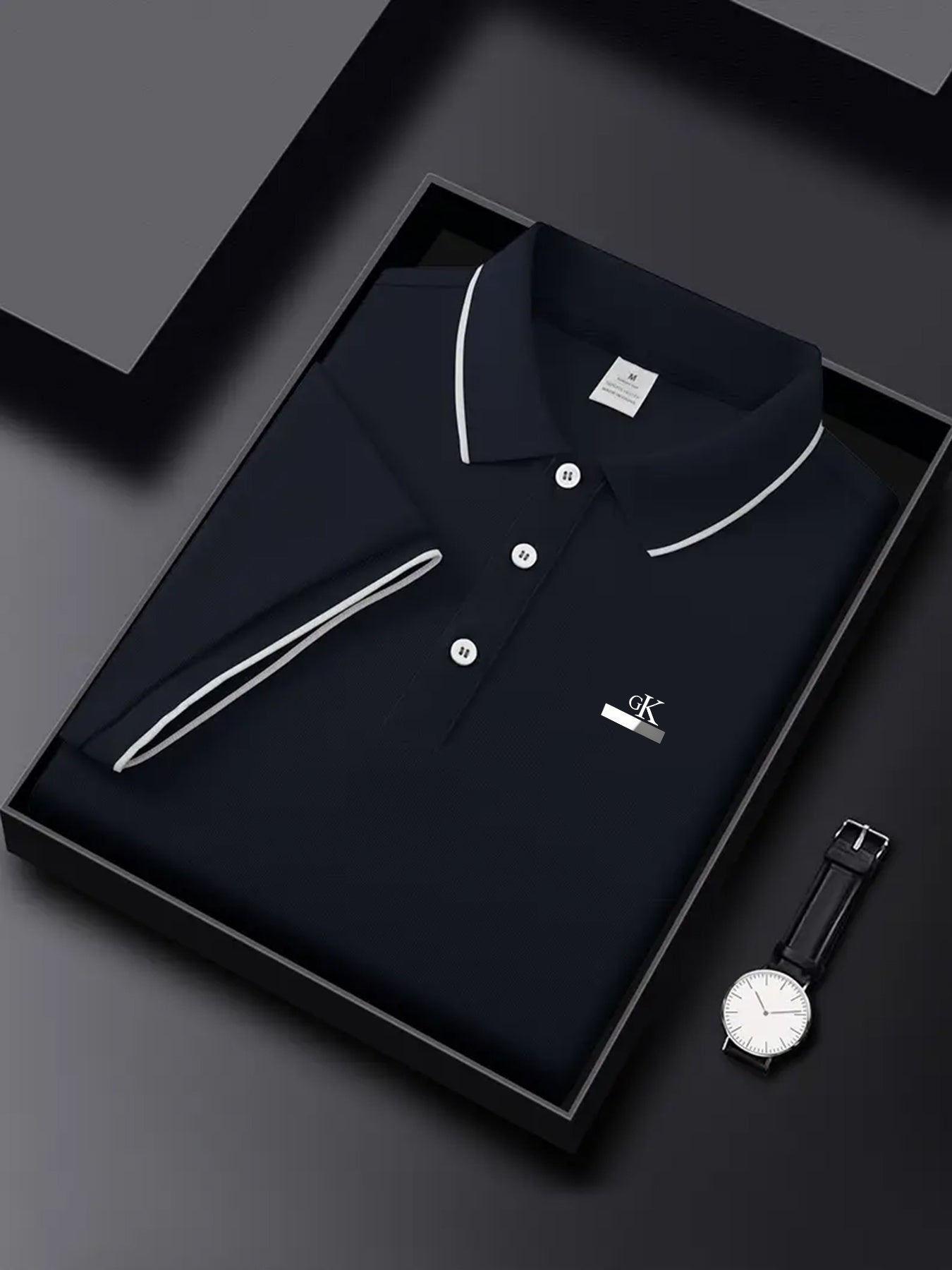 Y1013.46-30.48 cm Black, Navy Blue, Pink, And Beige, Featuring CKZM Graphic Prints, High-End Breathable Golf Shirts, Men'S Tops, Casual V-Neck T-Shirts for Men, Summer Short Sleeves, Men'S POLO Shirts, Men'S Clothing, with a - ayq