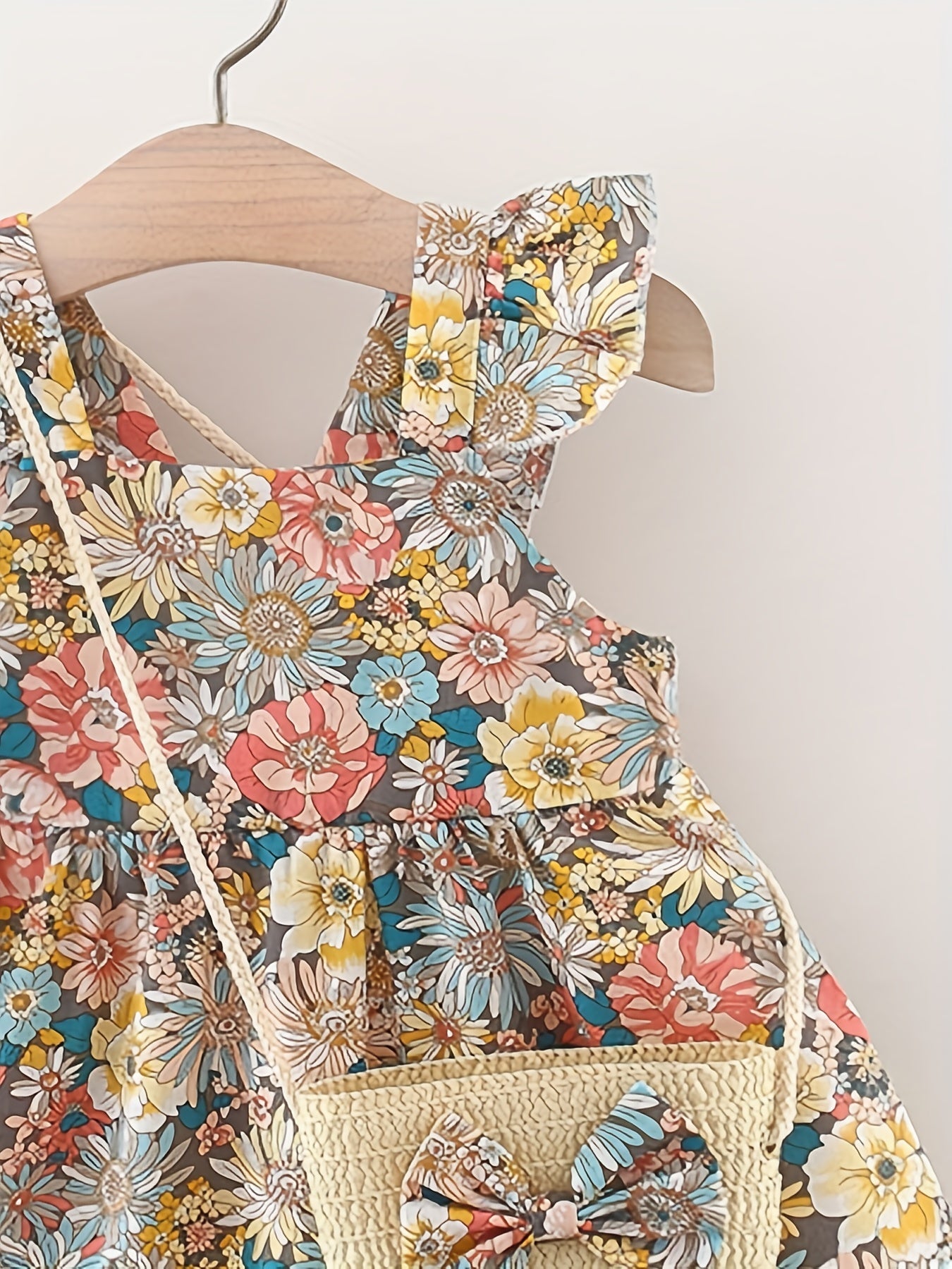 Vintage Floral Sleeveless Baby Girl Dress and Bag Set 0-3 Years