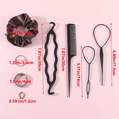 1109pcs Women’s Dark Hair Accessory Set with Elastic Bands