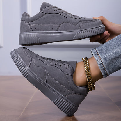 Breathable Fashion Sneakers - Casual Lace-Up Sports Shoes, Beige Faux Cover Low Tops with Durable TPR Sole, Comfortable Fabric Lining for All Seasons, Versatile Slipons|Minimalist Sneakers|Synthetic Cover Sneakers