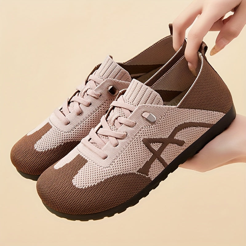 Women's Lightweight Breathable Slip-On Sneakers - Casual Low-Top Shoes with Knit Fabric Upper  Durable PVC Sole, Comfortable for Indoor Outdoor Spring Wear, Brown  Black, Ladies Sneakers