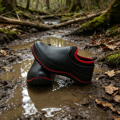 Men's Lightweight PU Rain Boots Slip-On Outdoor Shoes