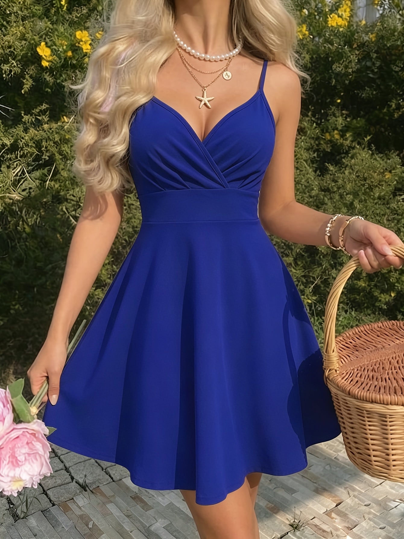 Women's Elegant Spaghetti Strap Fit and Flare Dress