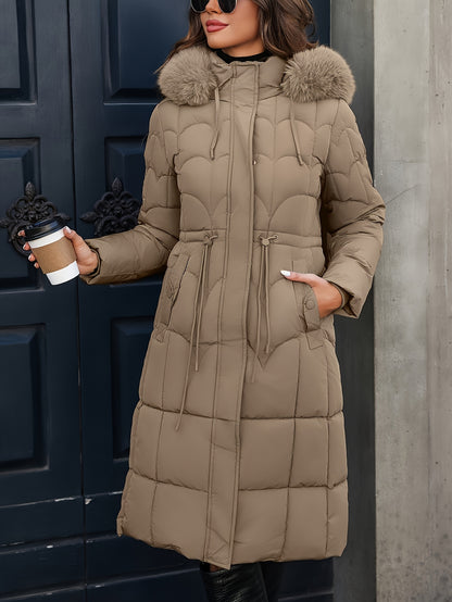 Աշնանային և ձմեռային կանացի միջին երկարության, գլխարկով, լարով գրպաններով, նորաձև, տարեցների համար նախատեսված տաք, բազմակողմանի, միագույն բաճկոն