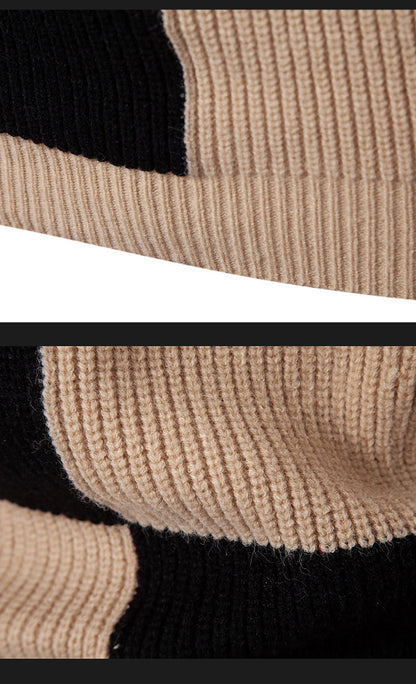 Men'S Color Block Crew Neck Sweater | Casual Style, Thick Acrylic Fabric, Regular Fit for Fall/Winter
