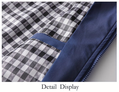 Men's Casual Royal Blue Bomber Jacket - Full Zip, Loose Fit, Polyester, Stand Collar, Long Sleeve, Lightweight & Durable for Spring and Fall, Casual Outerwear | Ribbed Cuff Sleeves | Durable Outerwear