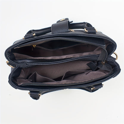 Plaid PU Leather Three-Piece Handbag Set for Women - Stylish & Spaciou