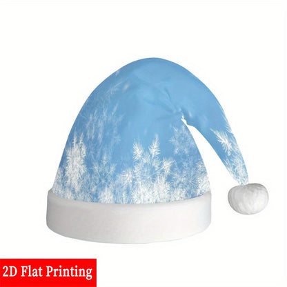 The winter 2D Flat Print Party Hats, Christmas Hats, Holiday Hats, And Decorations Blue background covered with snowflakes Pattern, for Party, Christmas And New Year Celebrations, 2D Flat,  Winter Parties, Holiday Theme, Fest