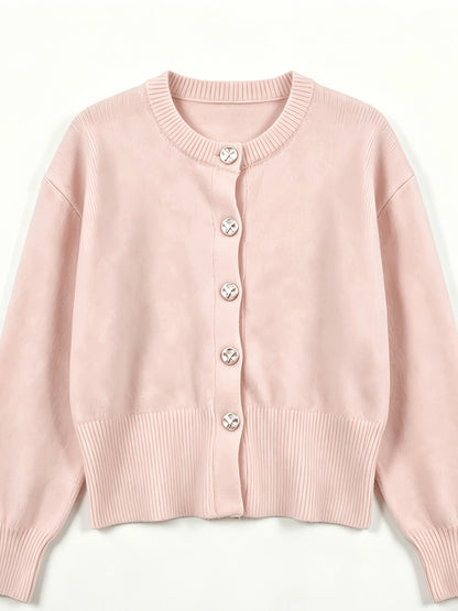 Women's Cozy Viscose Cardigan with Floral Button Detail