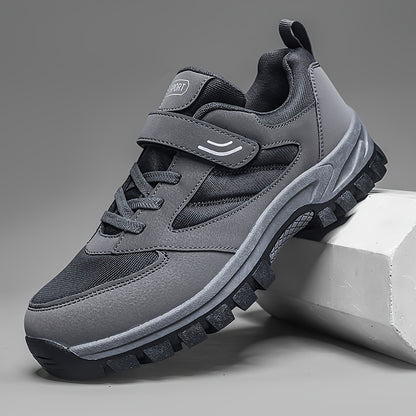 Men's Breathable Casual Shoes With Hook And Loop Fastener, Comfy Soft Sole Sneakers For Outdoor Jogging, Spring And Summer