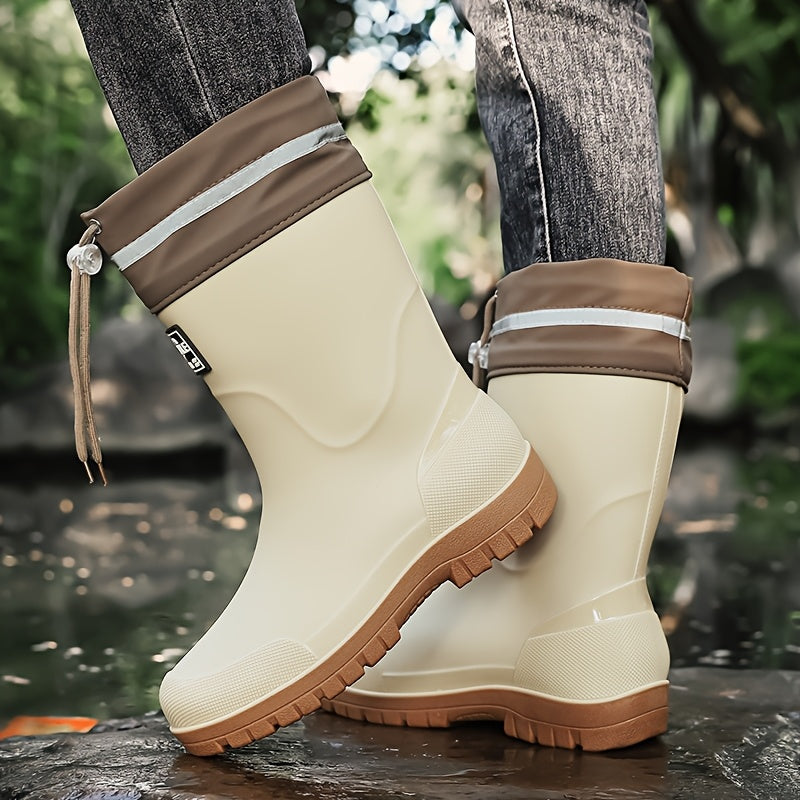 Men's Lightweight Rubber Rain Boots Casual Mid-Calf Style
