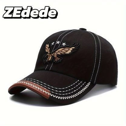 2 հատ ZDEDE 3D Eagle ասեղնագործված բեյսբոլի գլխարկ - նորաձև և դիմացկուն կարգավորվող Snapback գլխարկ՝ արհեստական կաշվե կտորով, սև պոլիեսթեր՝ բացօթյա սպորտաձևերի և առօրյա հագուստի համար - իդեալական է տղամարդկանց և կանանց համար