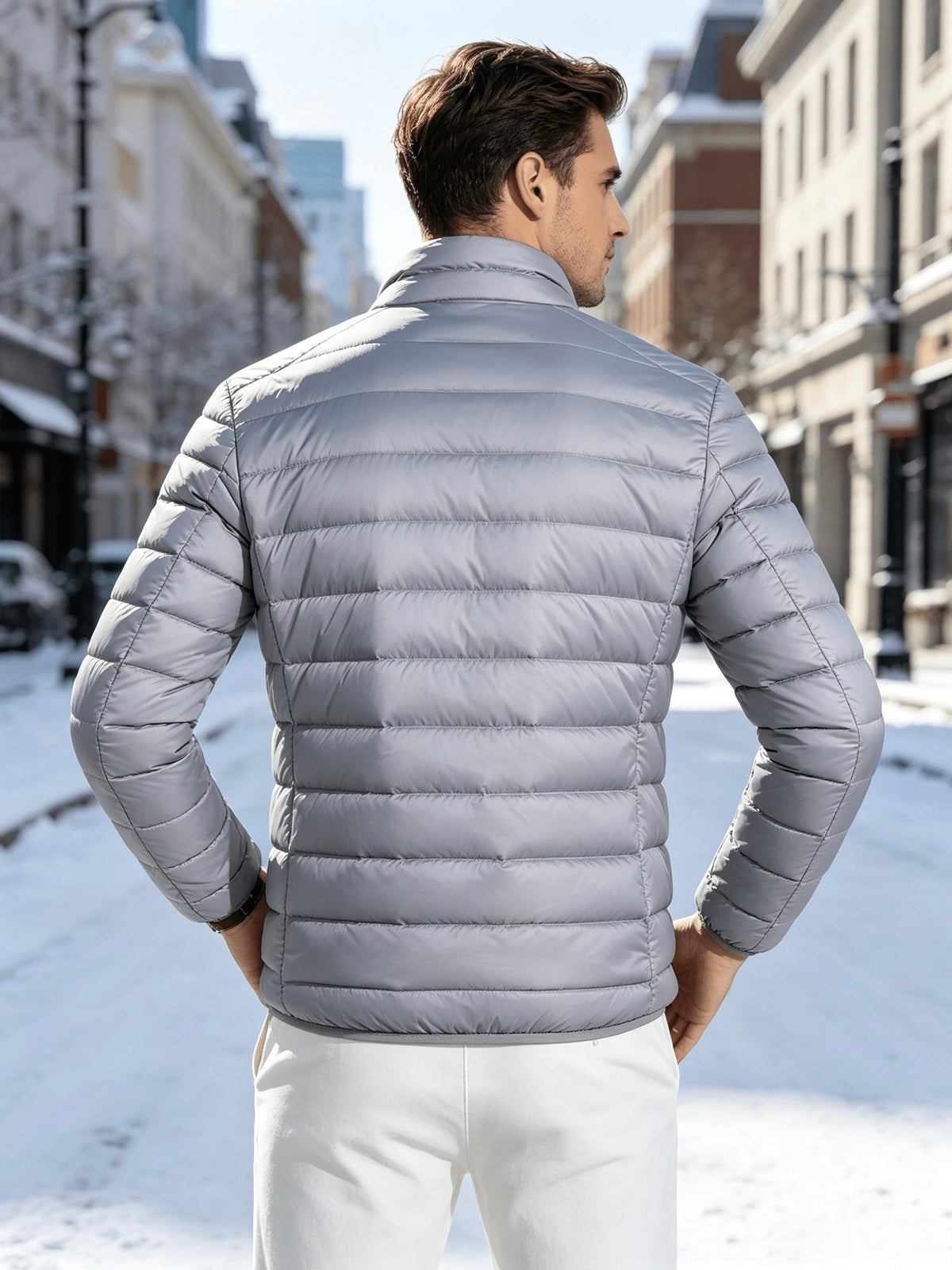 Men's Lightweight Stand-Collar Quilted Jacket for Fall Winter