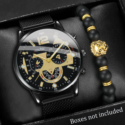 Գործնական, առօրյա տղամարդու քվարցային ժամացույցի և ապարանջանի հավաքածու - մինիմալիստական ​​աքսեսուար, կատարյալ նվեր նրա համար