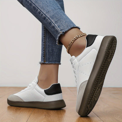 DJSUNNYMIX Women's Casual Sneakers - Stylish Low-Top Walking Shoes with PU Cover Upper, EVA Sole, and Fabric Lining for All-Day Comfort - Perfect for Outdoor Activities and Casual Attire, Ladies Sneakers