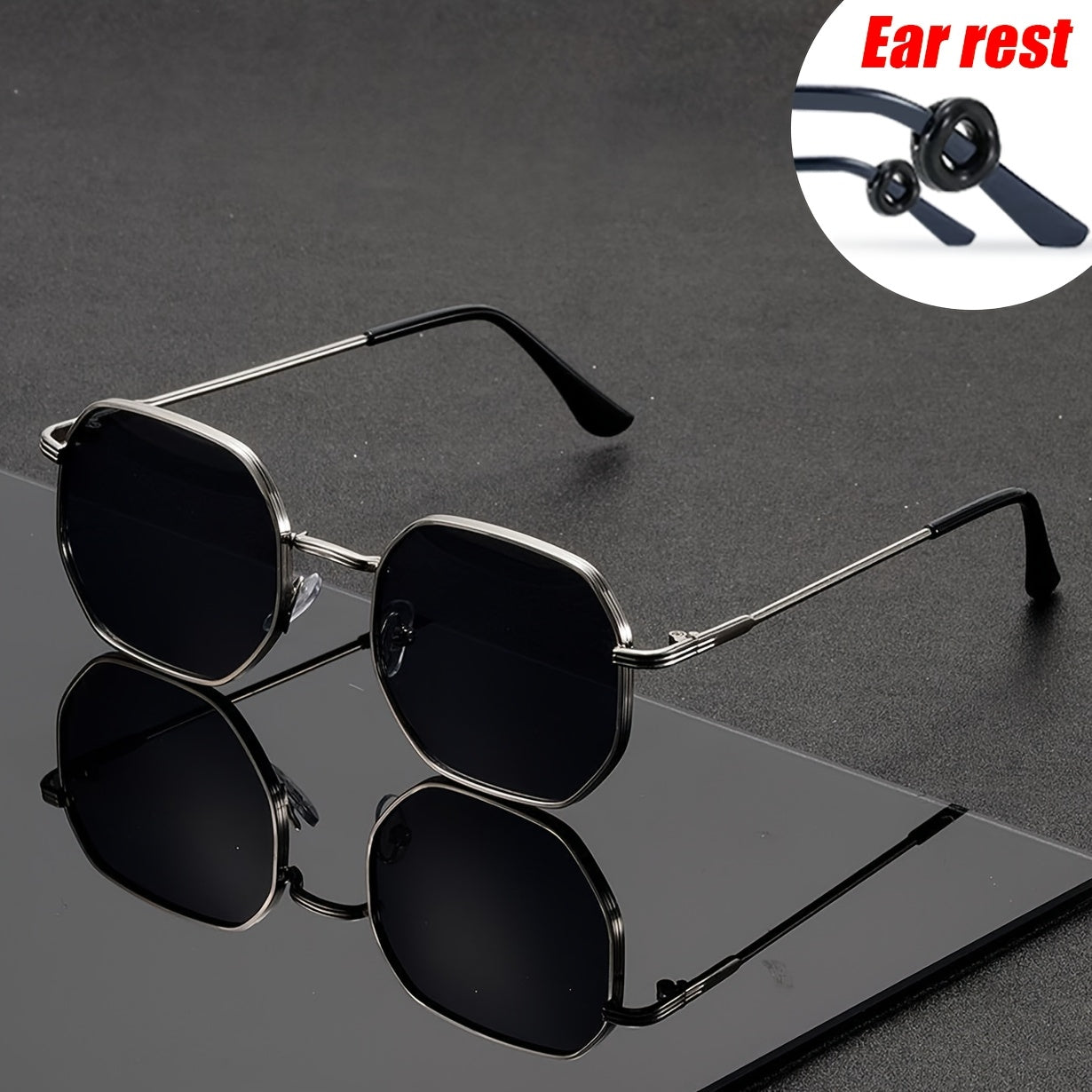 Unisex Polygonal Frame Sunglasses with UV400 Protection