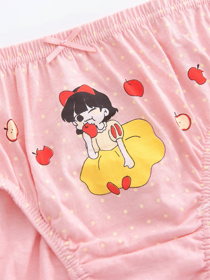 5-Pack Girls' Cotton Briefs with Cute Cartoon Prints