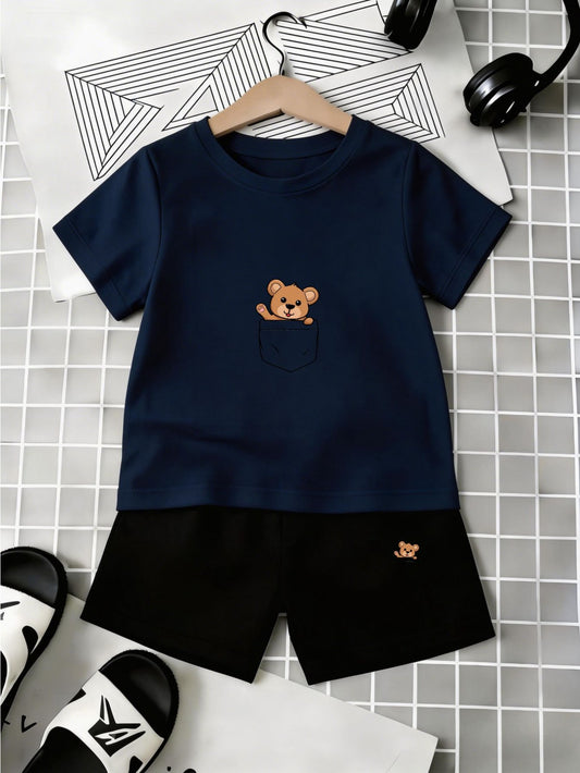 Baby Boy Summer Two-Piece Set with Breathable Shorts & T-Shirt - ayq