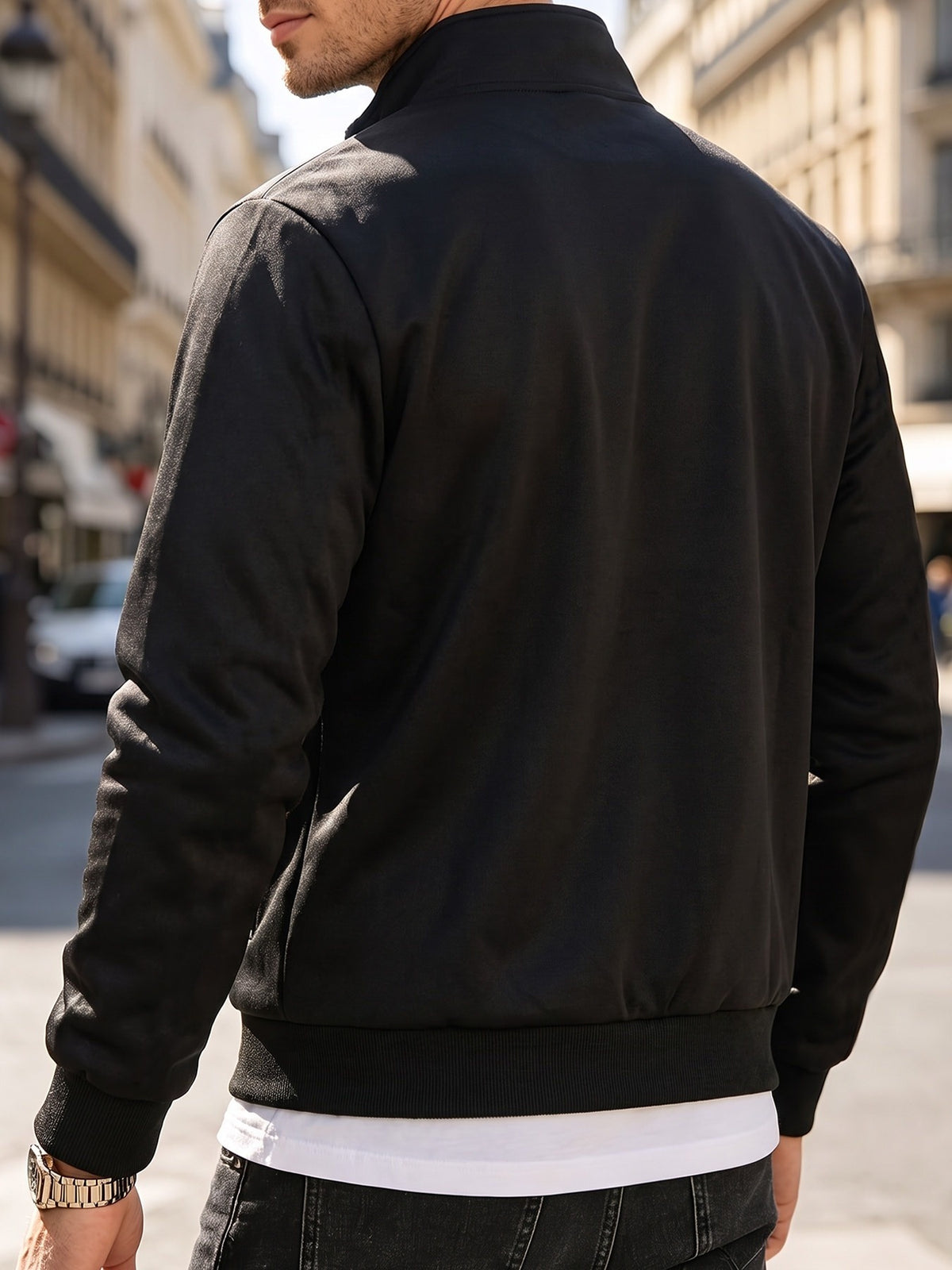 Men's Stand Collar Knit Fleece Jacket, Soft & Windproof for Spring/Fal