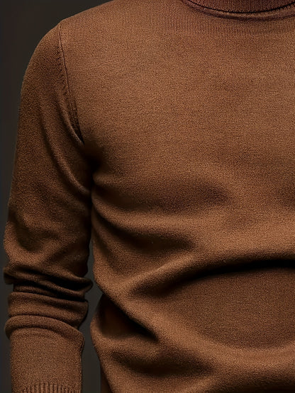 Winter Warm Turtleneck Sweater - Slim-Fit Stretchable High Neck Pullover, Solid Black/White/Navy/Brown/Grey/Rust - Casual & Formal Wear, Layering Essential for Cold Weather, Easy-Care Sweater Coat