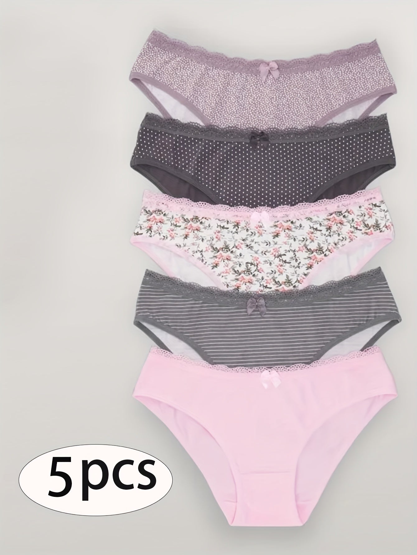 5-Pack Women's Cotton Briefs, Soft, Breathable Mid-Rise Panties