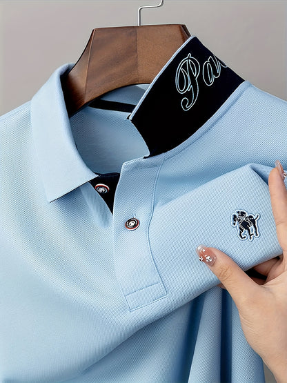 Men'S Stylish Short-Sleeve Polo Shirt Featuring a Contrasting Ribbed Collar And Exquisite, a Timeless And Versatile Choice - ayq
