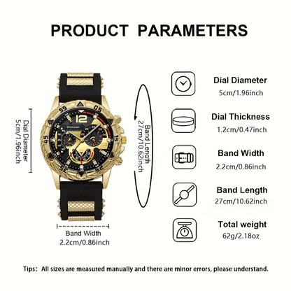 5 հատ 3 տղամարդու գեղեցիկ, բարձրակարգ քվարցային ժամացույց + դրամապանակ, ակնոց, բանալի շղթա, գելային գրիչ, արժեքավոր նվերների տուփի հավաքածու, որը լավագույն ընտրությունն է տոնական ծննդյան օրերի համար։