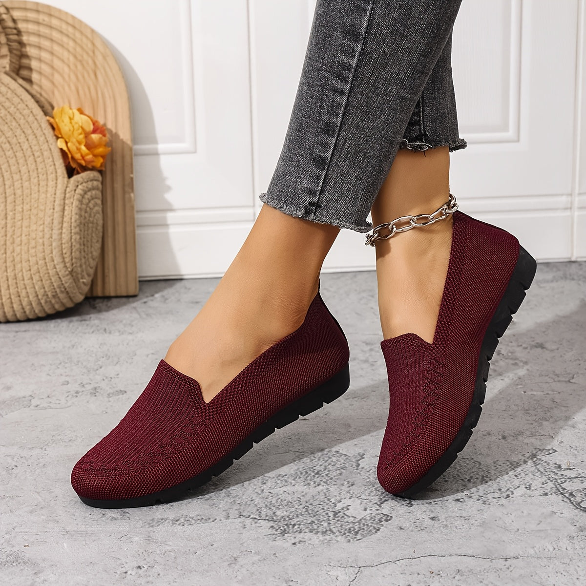 Lightweight Mesh Loafers for Women - Breathable And Easy to Wear, These Comfortable Flat Shoes in Purple Feature a Fabric Upper And Rubber Sole, Ideal for Any Season.