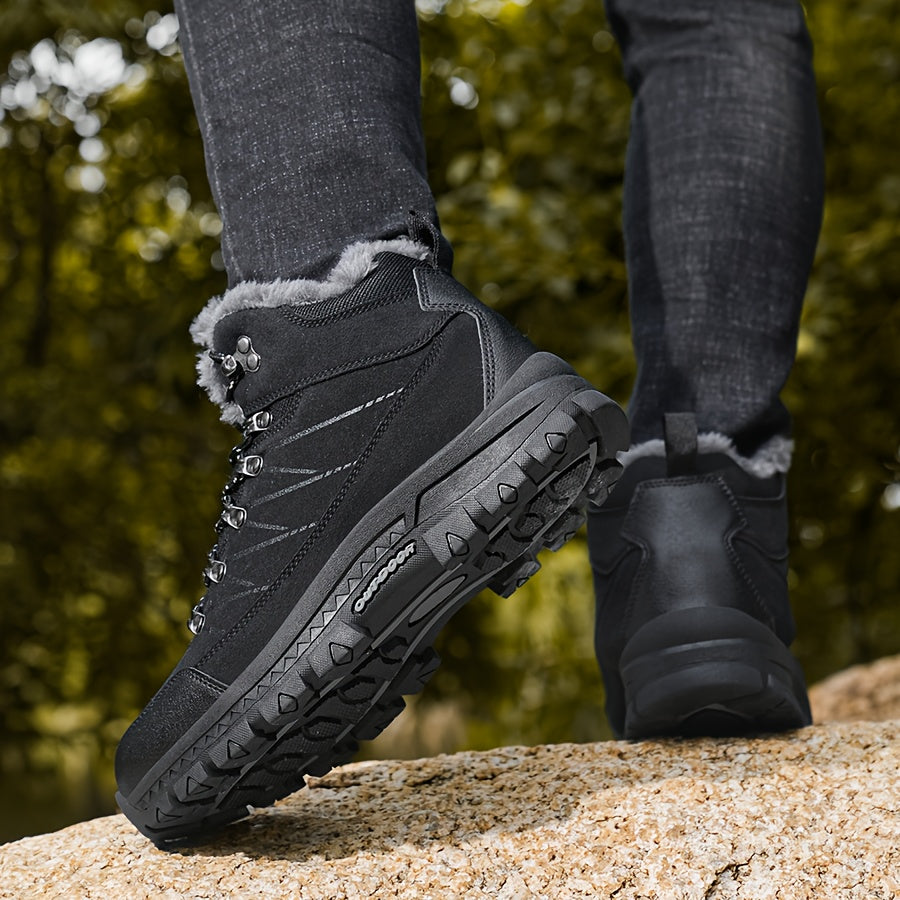 Men's Heavy-Duty Winter Hiking Boots - Mid-Calf Ankle Support, Traction TPR Sole & Rugged Tread - Cold Weather Trekking Boots for Snow, Ice, Mountain Climbing - All-Terrain Outdoor Boots for Men with Lace-Up Closure, Durable