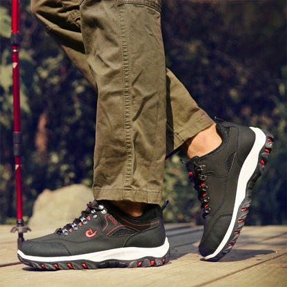 PLUS SIZE Men's Durable Lace Up Hiking Boots, Comfy Non Slip Soft Sole Shoes For Men's Outdoor Activities