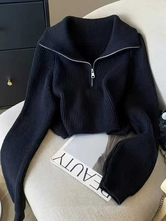 Women's Long Sleeve Half-Zip Pullover Top for Fall Winter