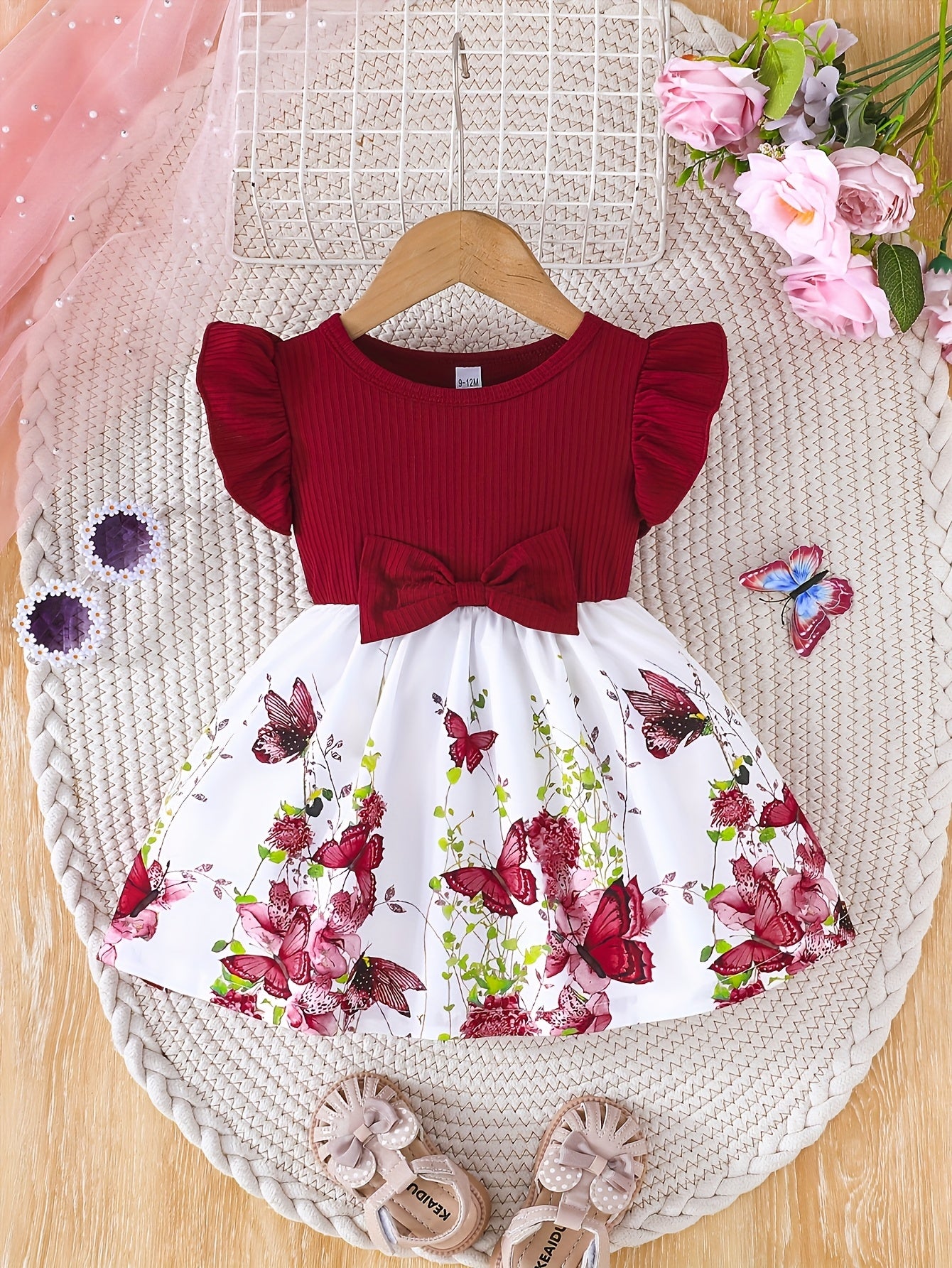 Baby Girls' Spring Summer Puff Sleeve Butterfly Dress
