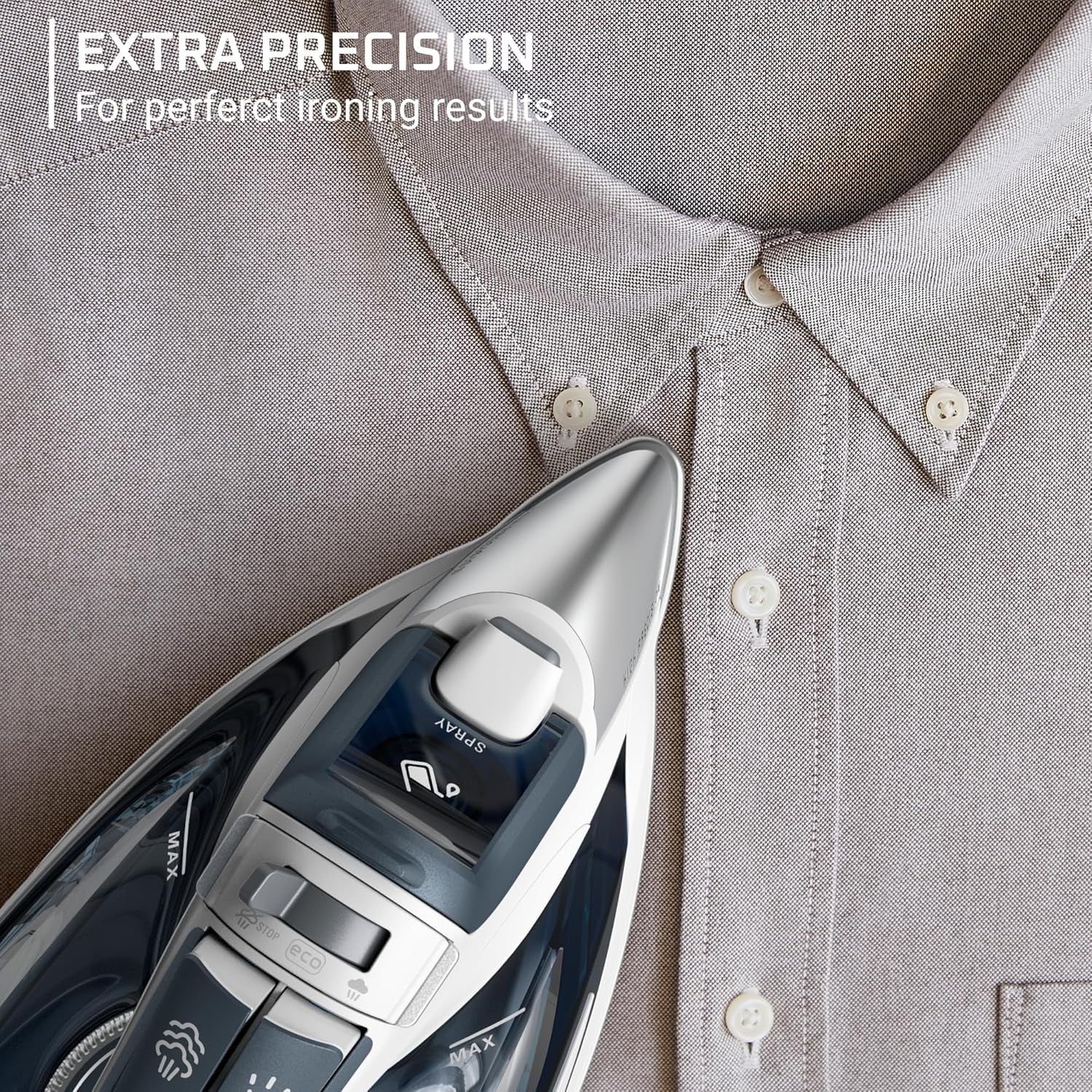 Rowenta Iron Steamer for Clothes, Focus Stainless Steel Soleplate, 400 Microsteam Holes, Powerful Steam Iron, Lightweight, Leakproof, 1725 Watts