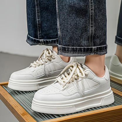 Men's Low-Top Sneakers - Sole & Outsole Suitable for Sports, Casual, Office Shoes | Minimalist Round Toe Lace-Up | - Versatile White Sneakers for Daily Wear & Workouts - ayq