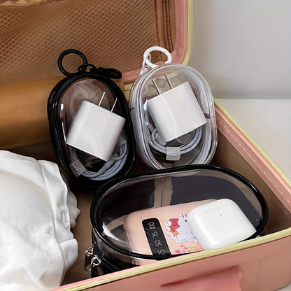 Compact Clear PVC Organizer Bag - շարժական պահեստ հեռախոսի լիցքավորիչների, ականջակալների, մալուխների և աքսեսուարների համար, դիմացկուն և անջրանցիկ